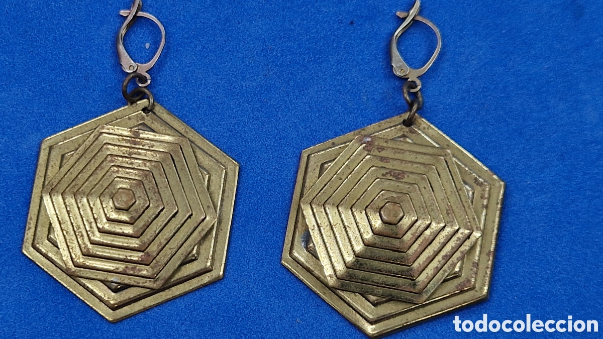 Vintage: Pendientes de bronce antiguos - Foto 1