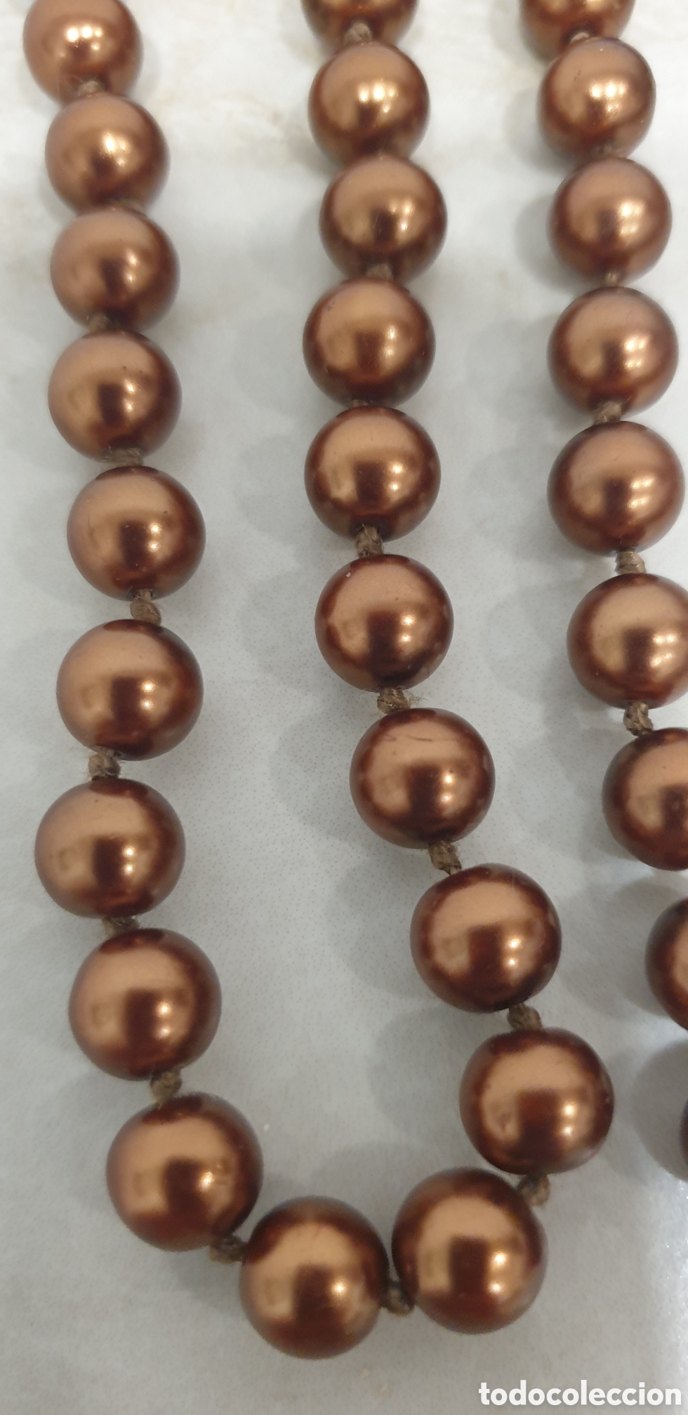 Vintage: Collar de perlas de chocolate. Mide 147cm - Foto 2