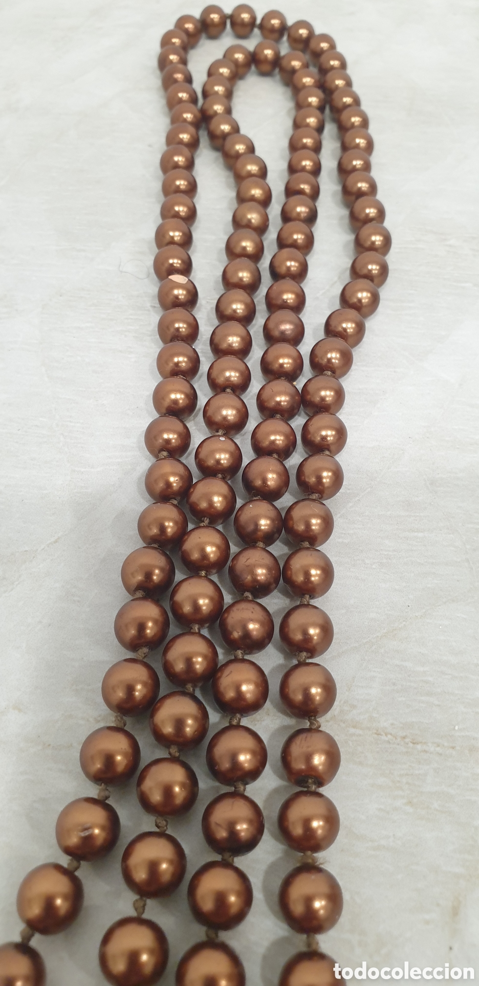 Vintage: Collar de perlas de chocolate. Mide 147cm - Foto 3