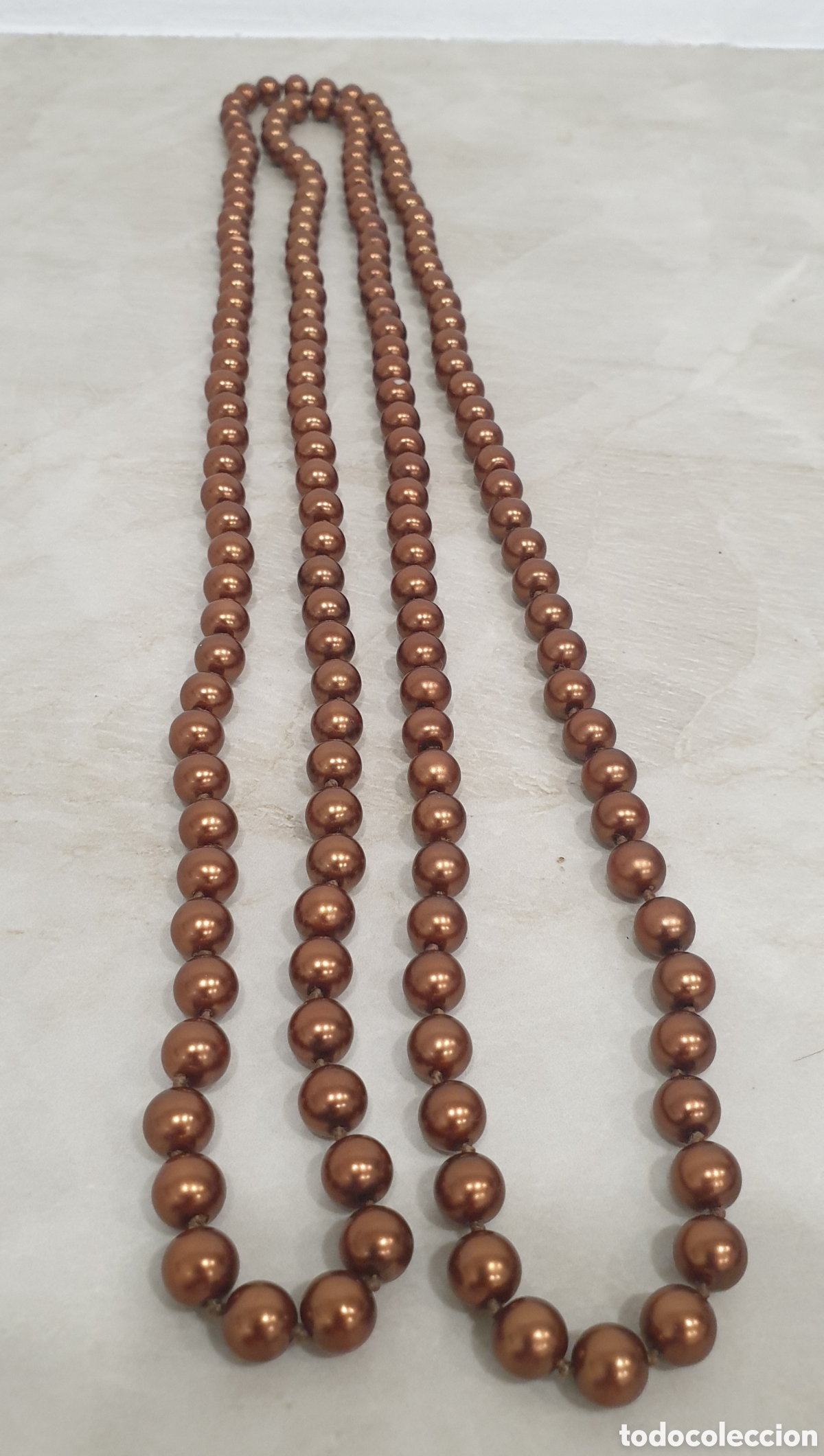 Vintage: Collar de perlas de chocolate. Mide 147cm - Foto 1