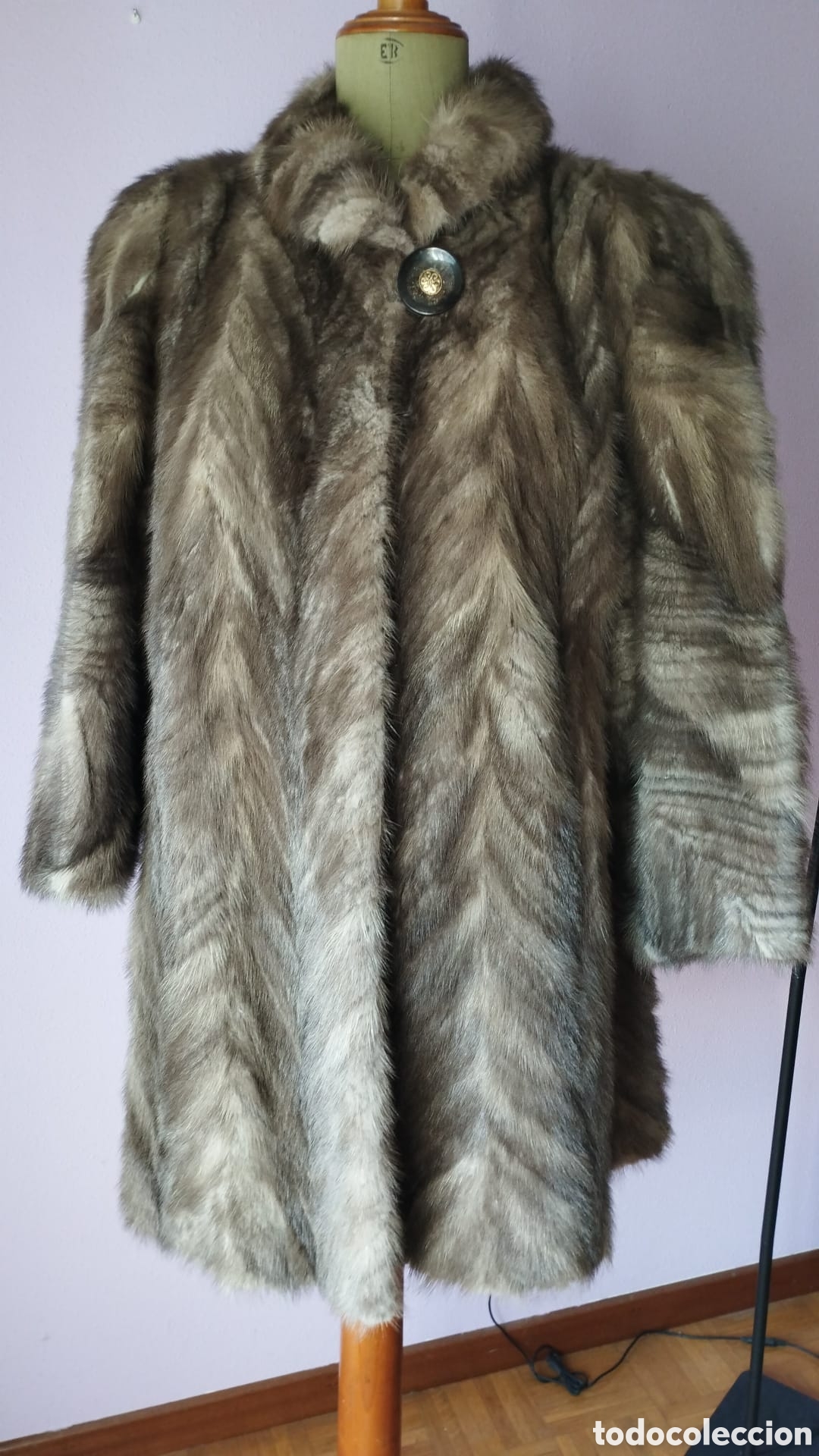 Vintage: Abrigo bison gris topo elegante - Foto 3