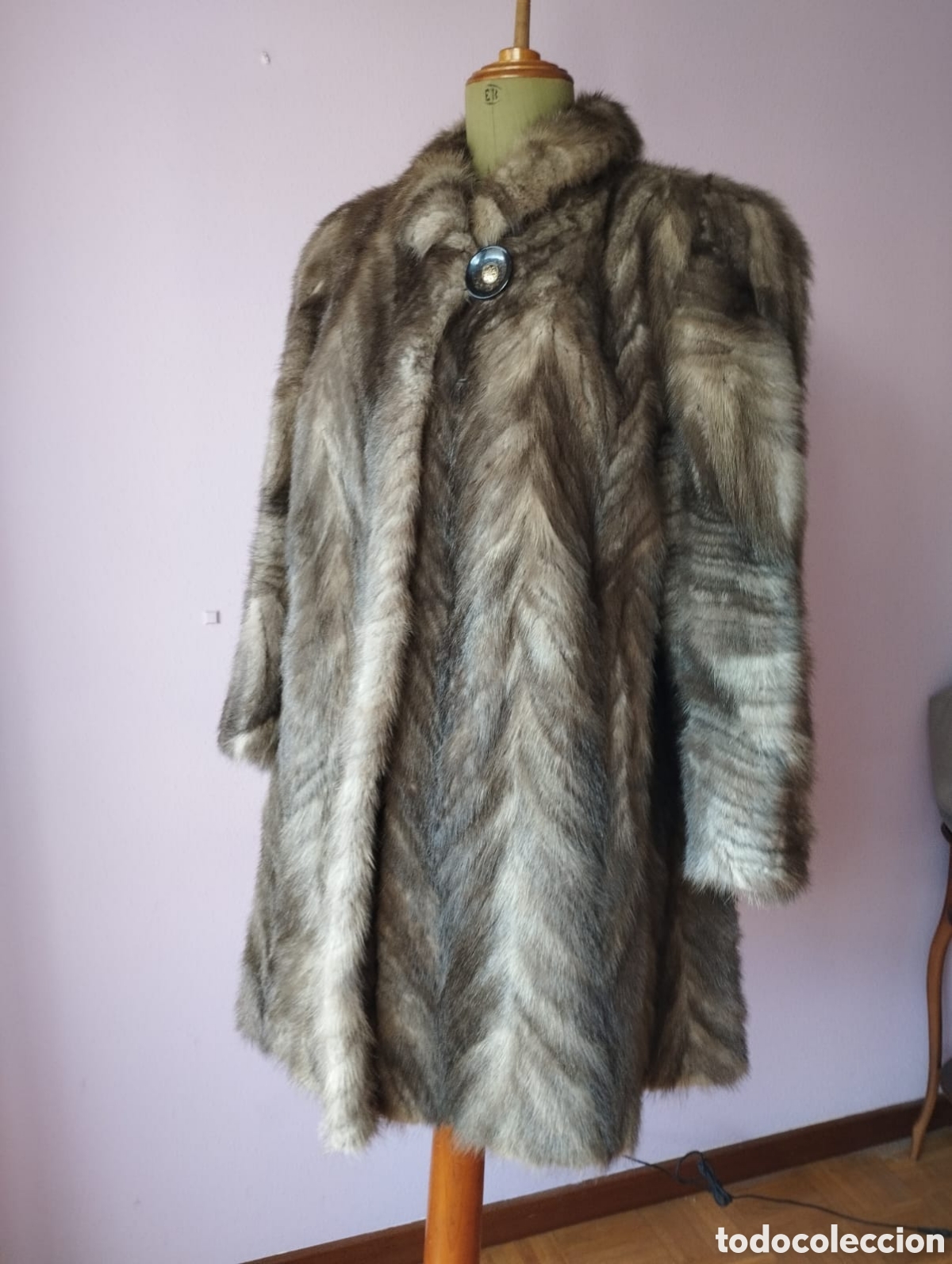 Vintage: Abrigo bison gris topo elegante - Foto 1