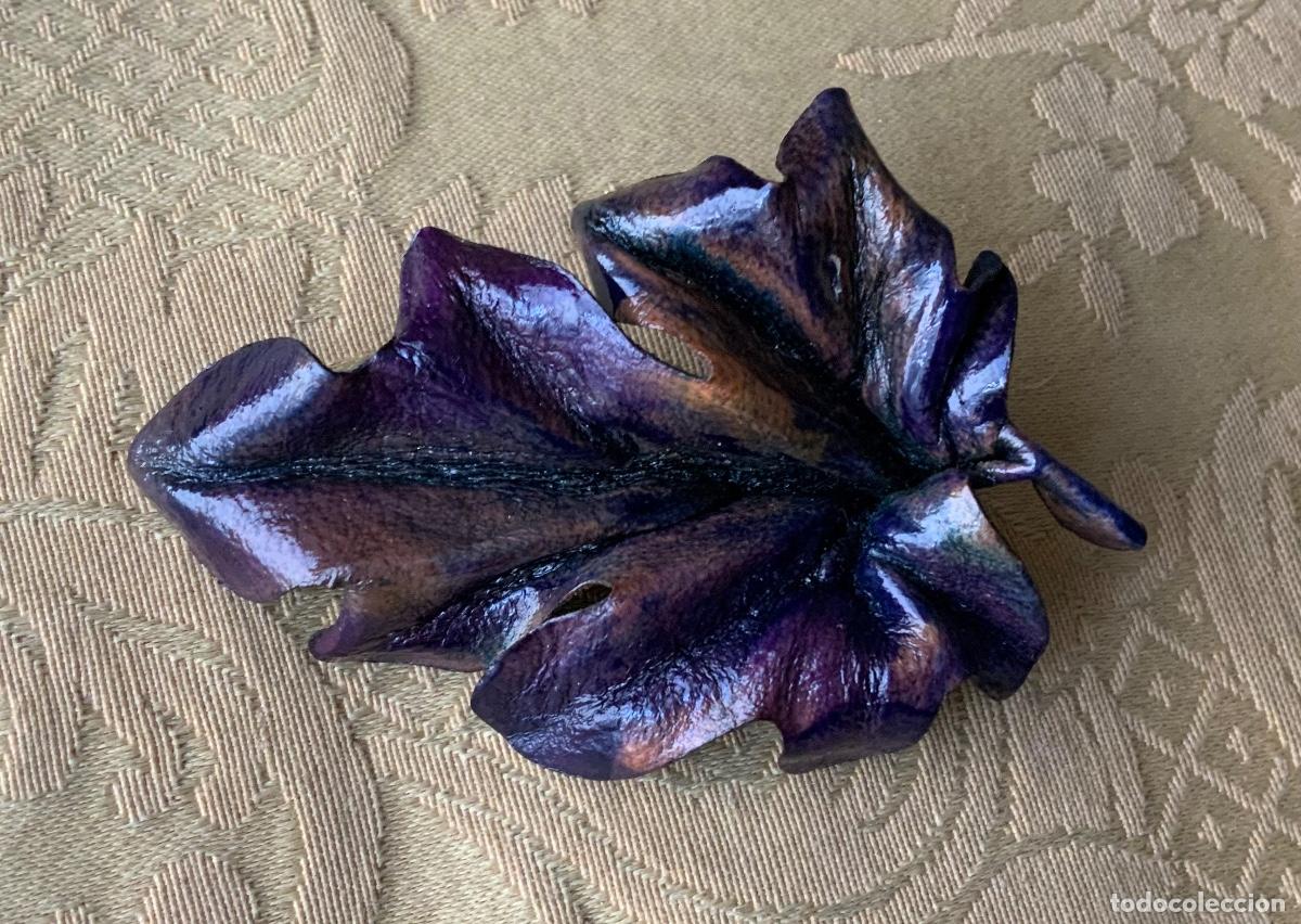 Vintage: BROCHE DE CUERO HECHO A MANO CON FORMA DE HOJA - Foto 9
