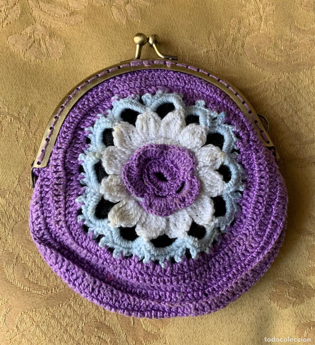 Vintage: MONEDERO GANCHILLO FLOR - Foto 1