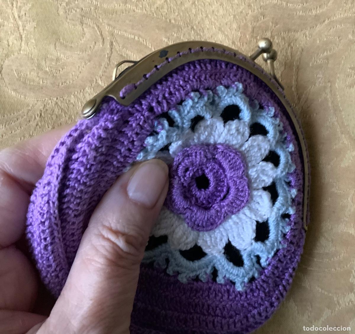 Vintage: MONEDERO GANCHILLO FLOR - Foto 4