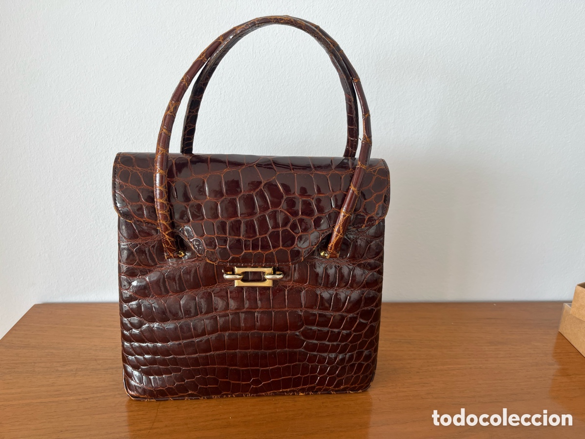 Vintage: Bolso cuero charol s&iacute;mil cocodrilo - Foto 1
