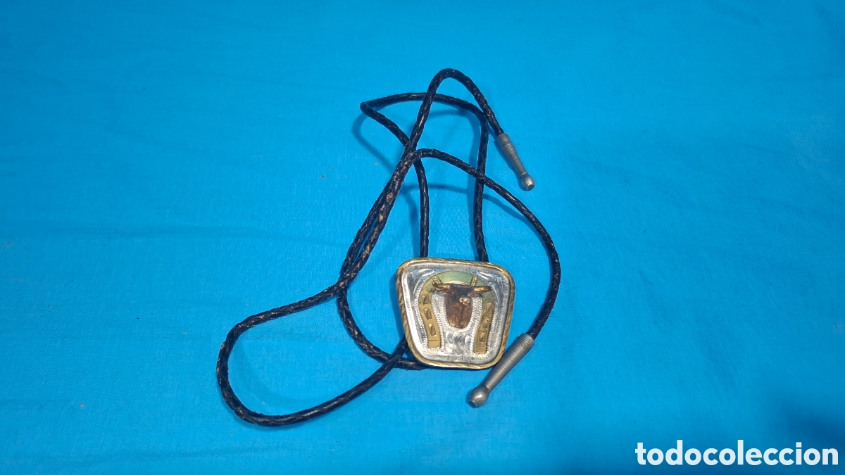 Vintage: CORBAT&Iacute;N CORBATA DE BOLO - EMBLEMA TORO EN METAL - Foto 7