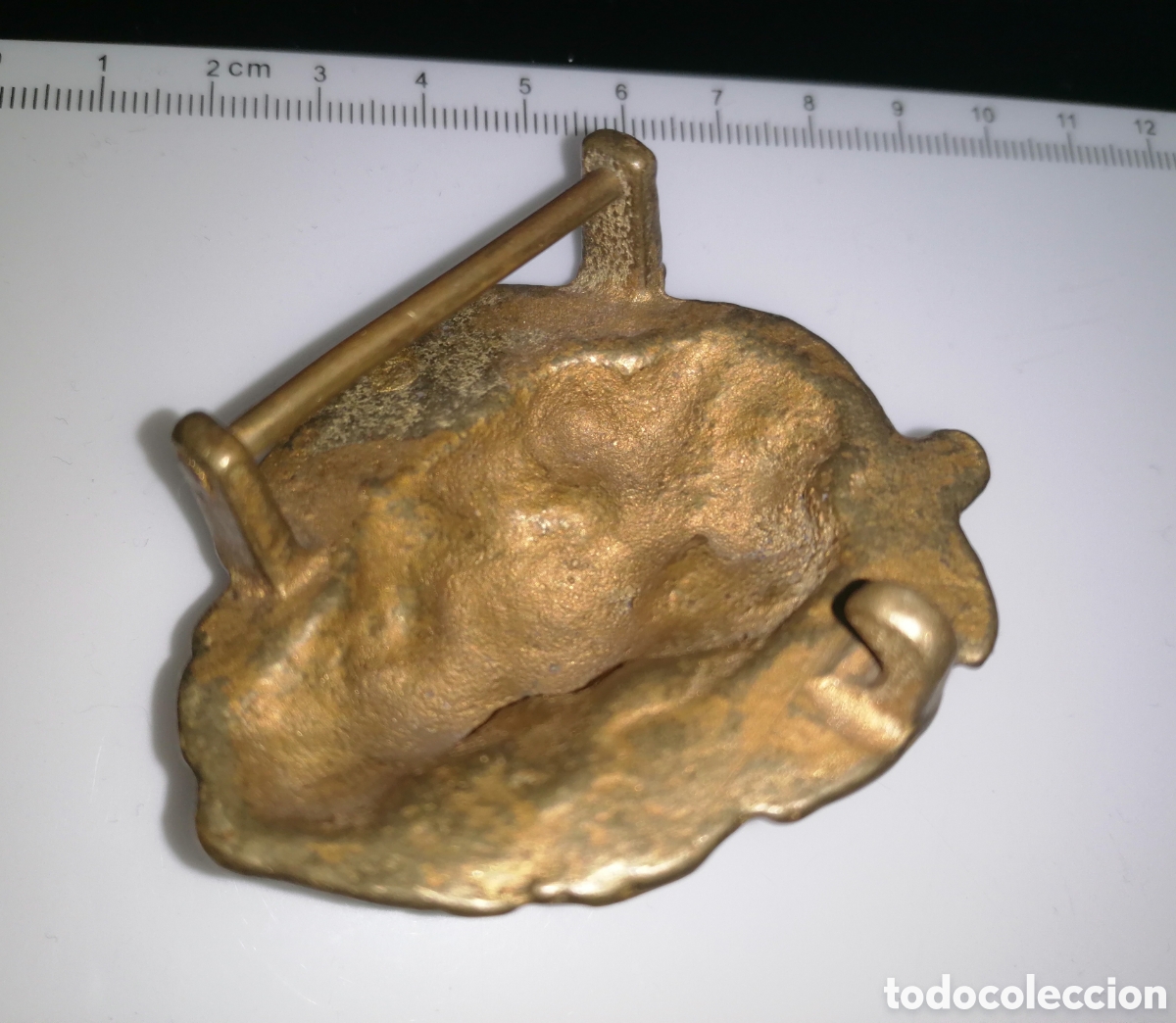 Vintage: Antigua hebilla de cintur&oacute;n cabeza de Le&oacute;n - Bronze - Foto 2