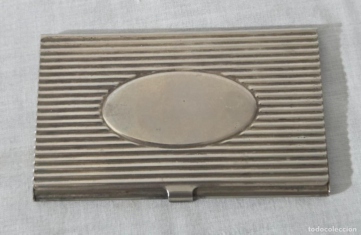 Vintage: Antiguo tarjetero de metal plateado - Foto 1