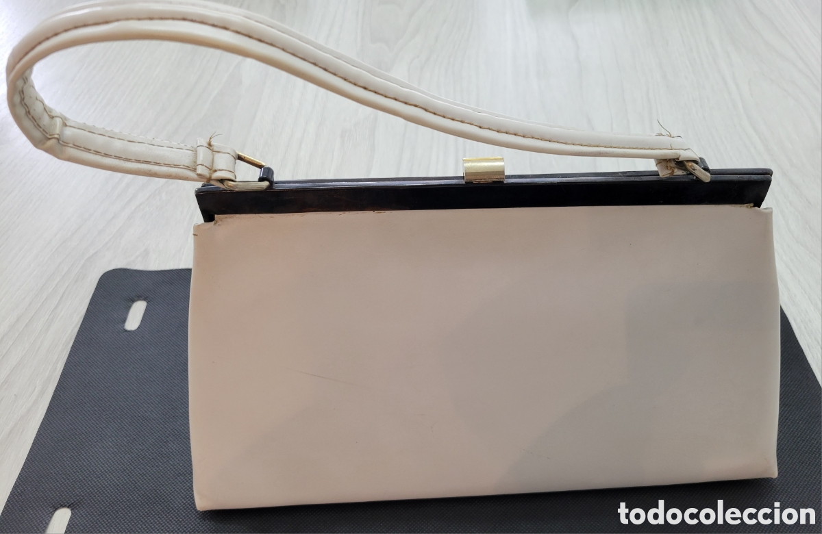 Vintage: Bolso blanco y gris perla vintage - Foto 2