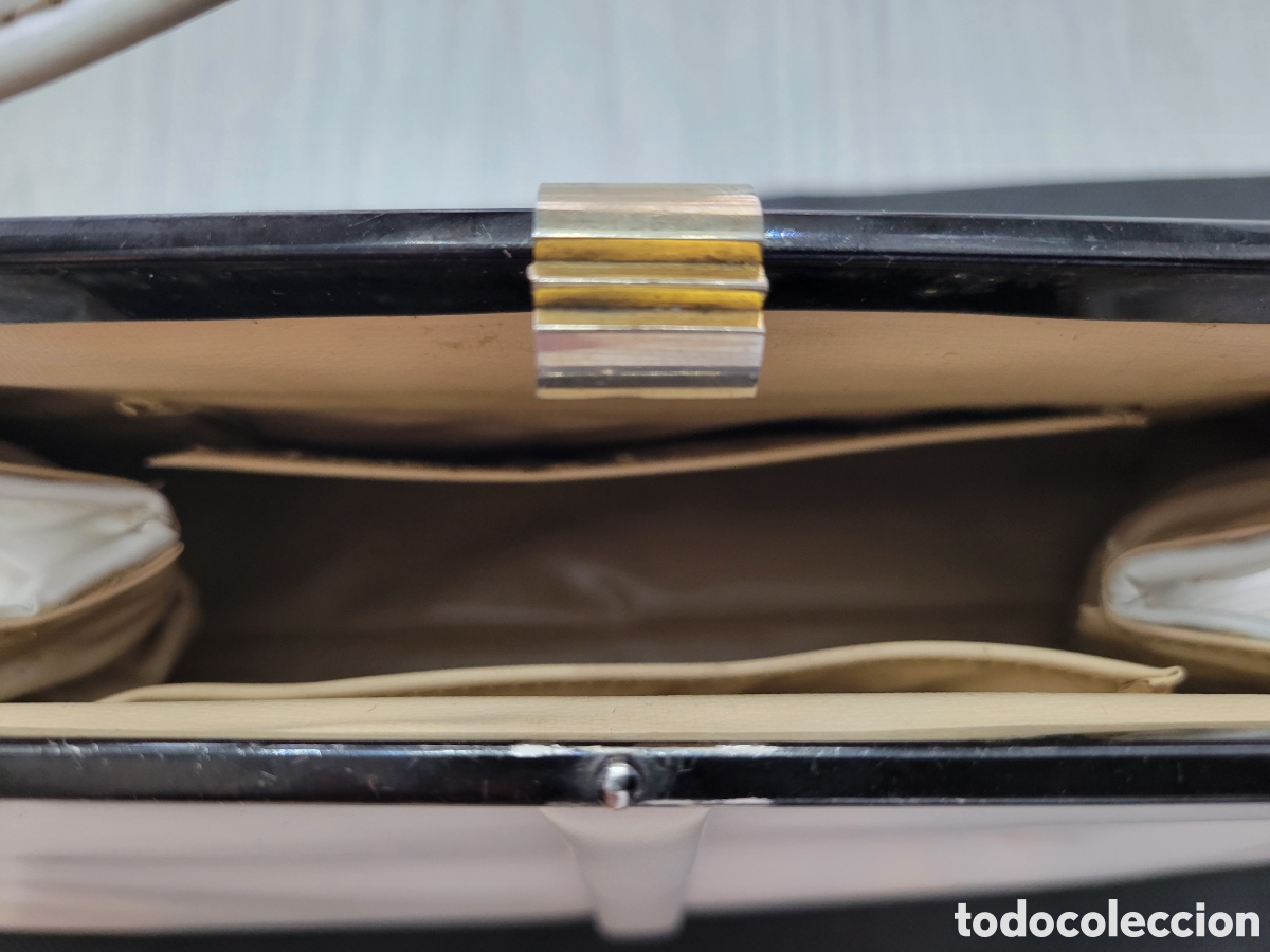 Vintage: Bolso blanco y gris perla vintage - Foto 3