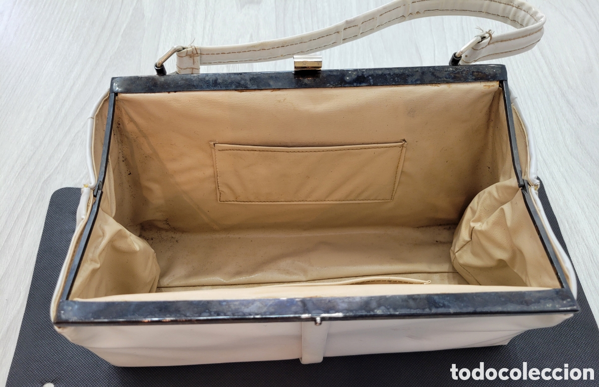 Vintage: Bolso blanco y gris perla vintage - Foto 4
