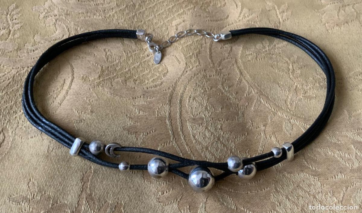 Vintage: COLLAR GARGANTILLA CUERO Y PLATA DE LEY DUOBI - Foto 3