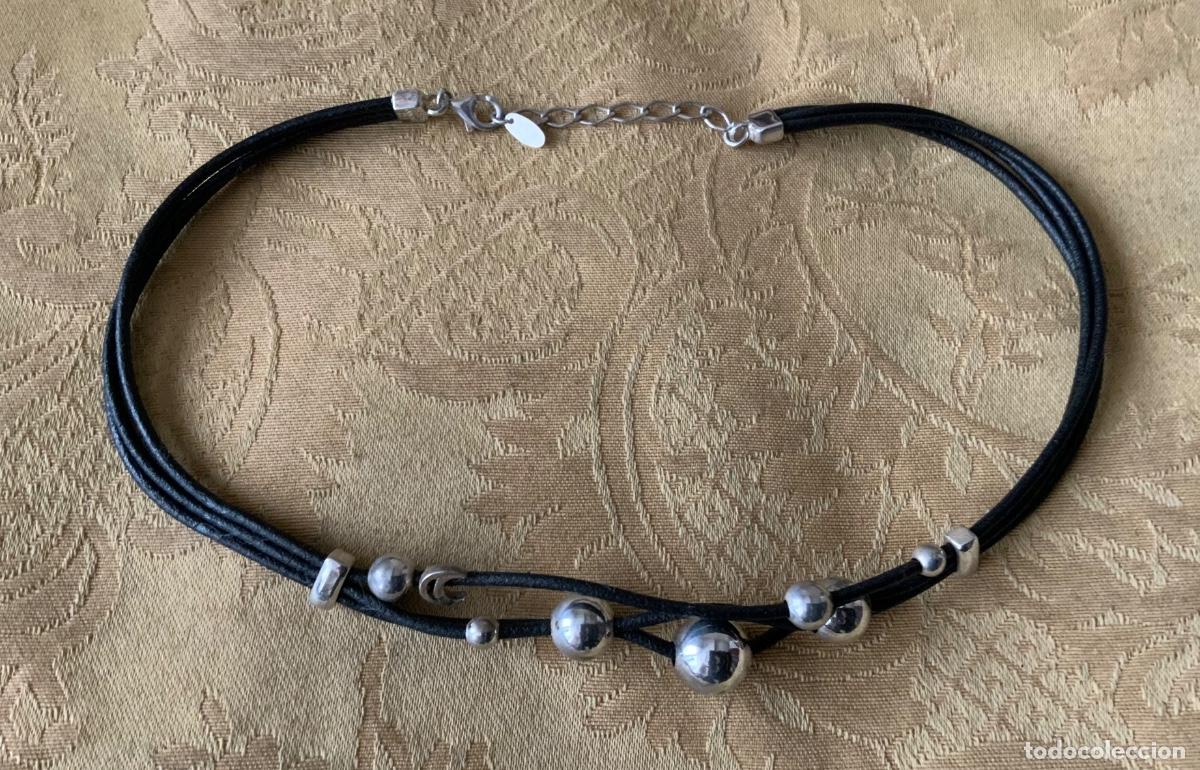 Vintage: COLLAR GARGANTILLA CUERO Y PLATA DE LEY DUOBI - Foto 6