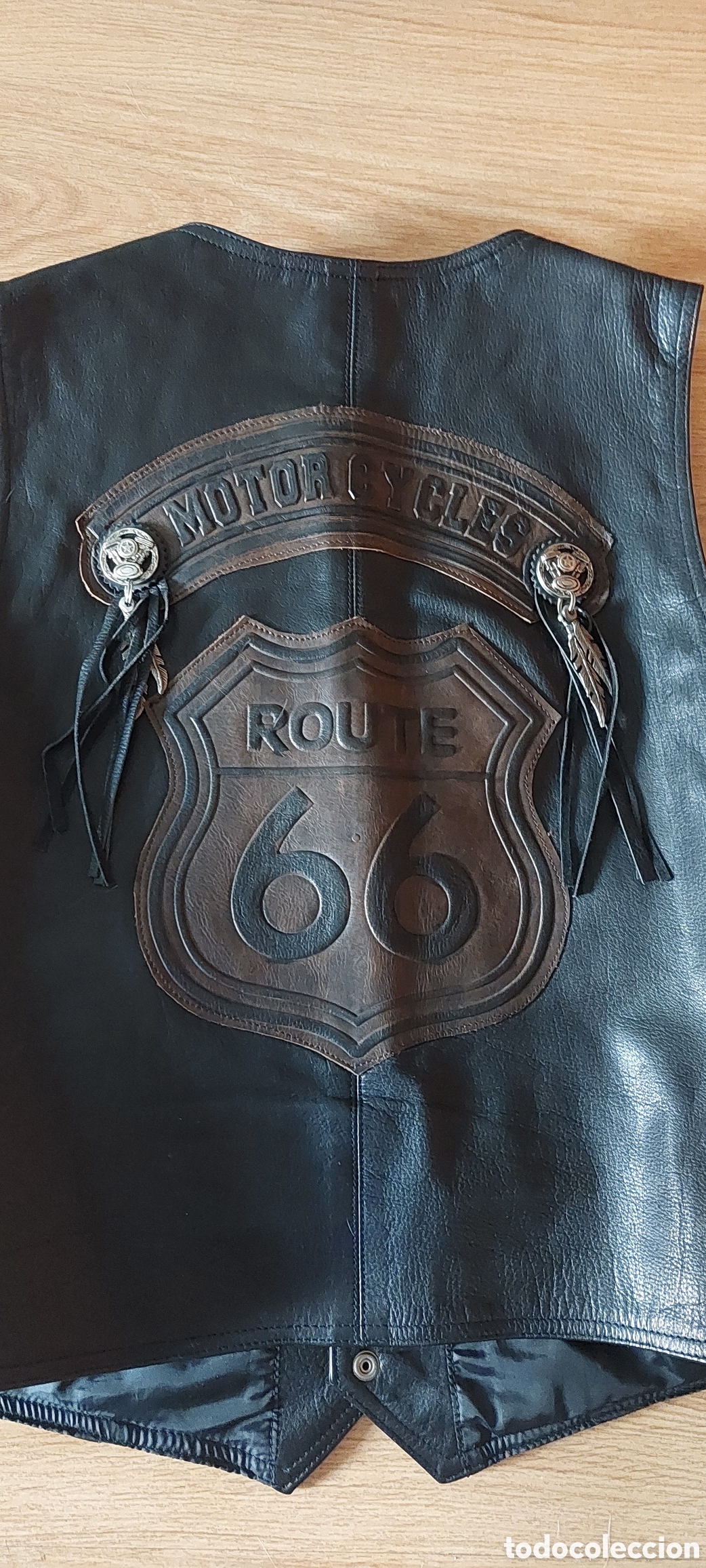 Vintage: CHALECO DE CUERO RUTA 66 - Foto 5