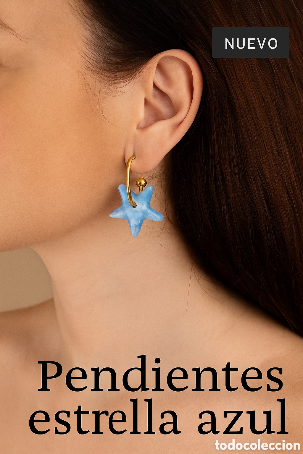 Vintage: Pendientes estrella azul - Foto 2