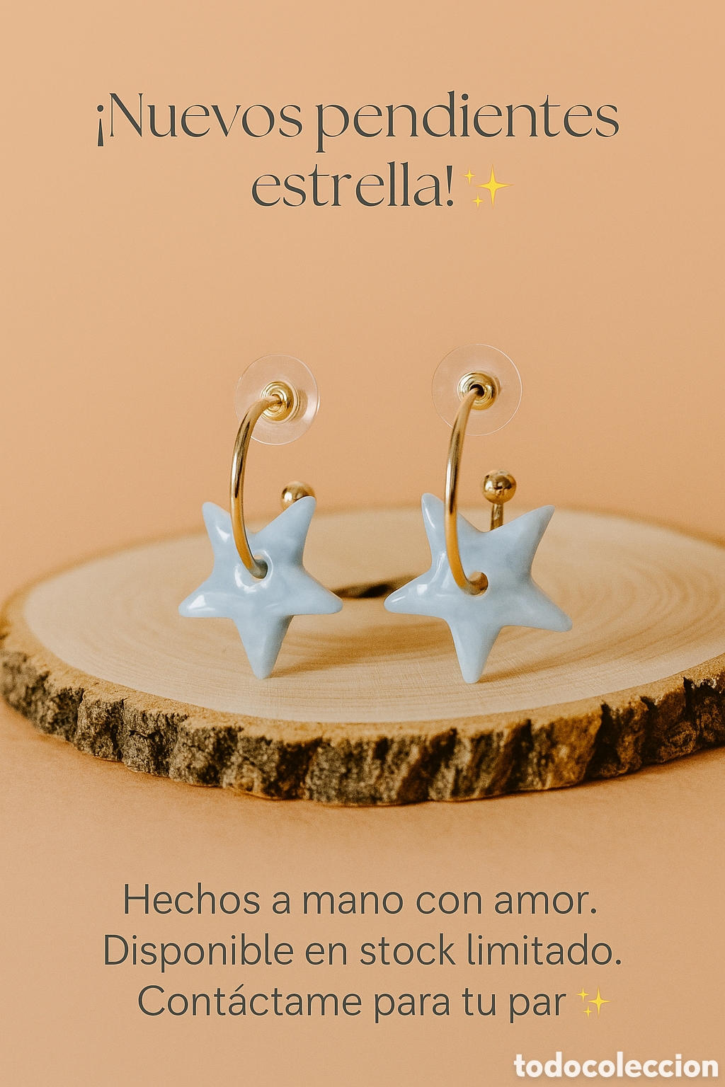 Vintage: Pendientes estrella azul - Foto 1