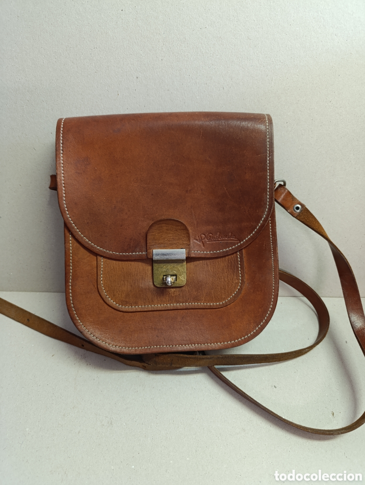 Vintage: BOLSO DE CUERO, ASA LARGA. - Foto 2