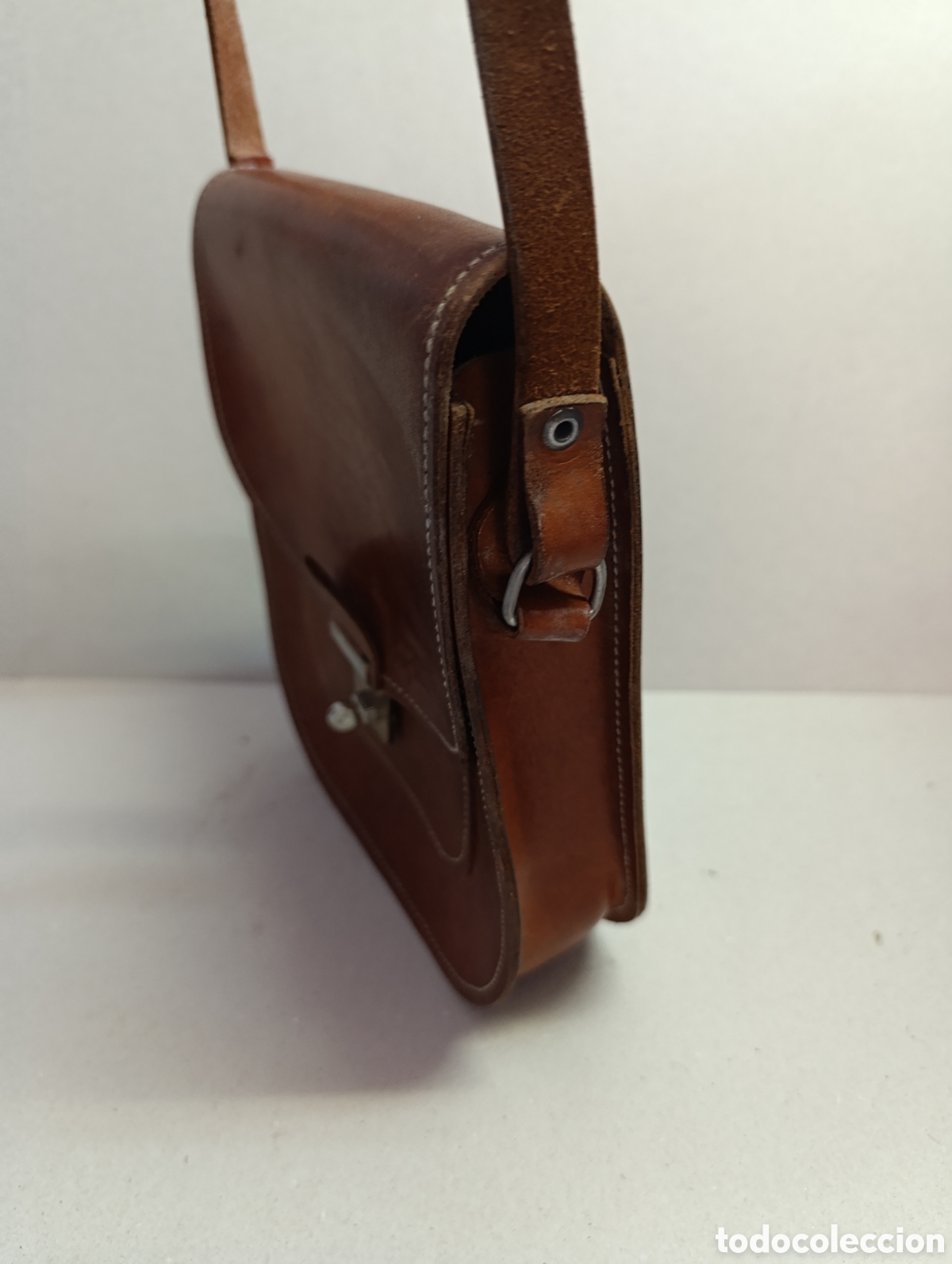 Vintage: BOLSO DE CUERO, ASA LARGA. - Foto 5