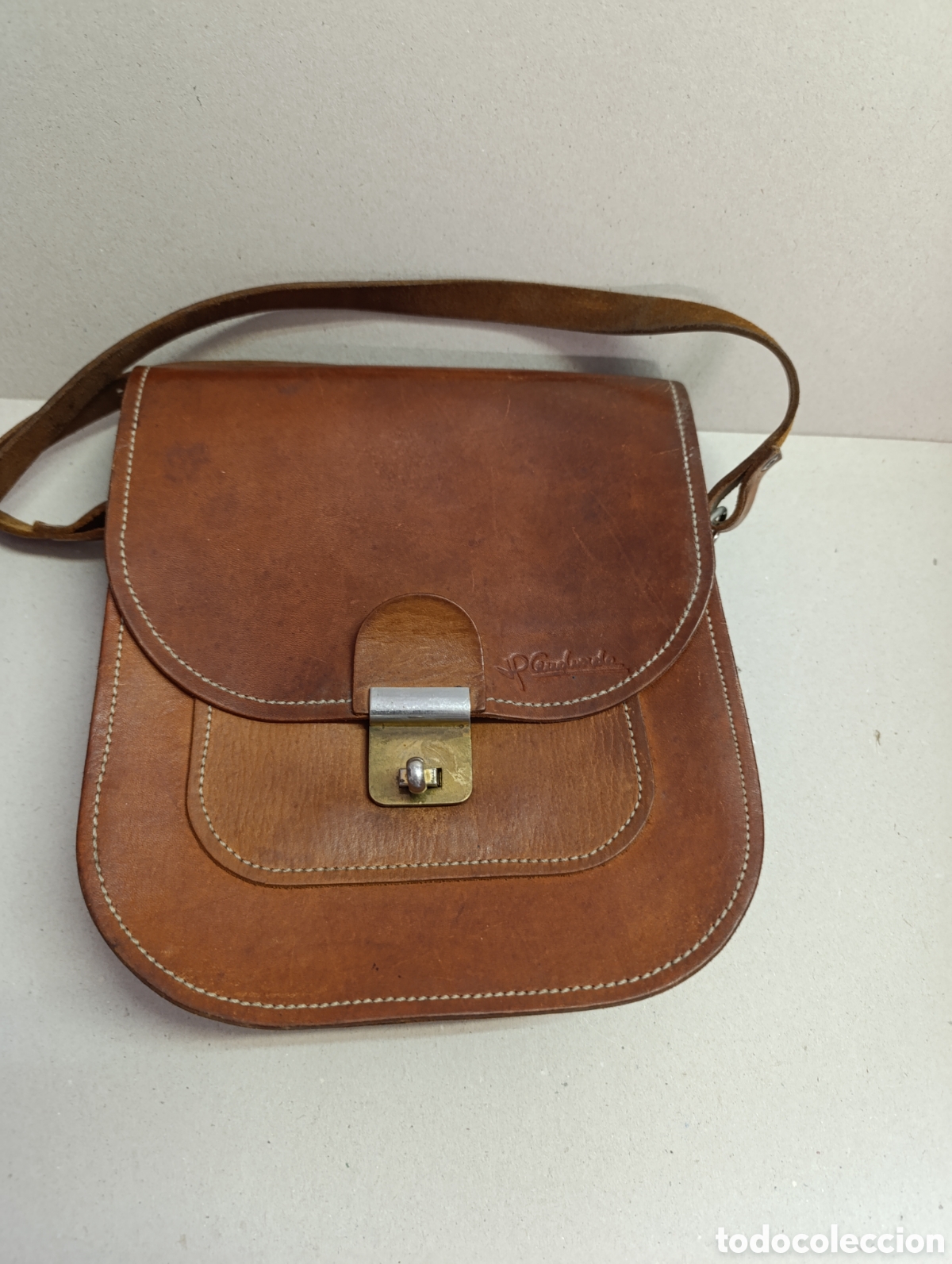 Vintage: BOLSO DE CUERO, ASA LARGA. - Foto 7