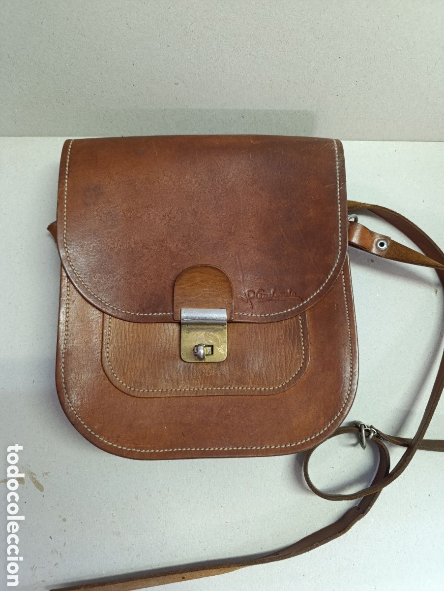 Vintage: BOLSO DE CUERO, ASA LARGA. - Foto 1