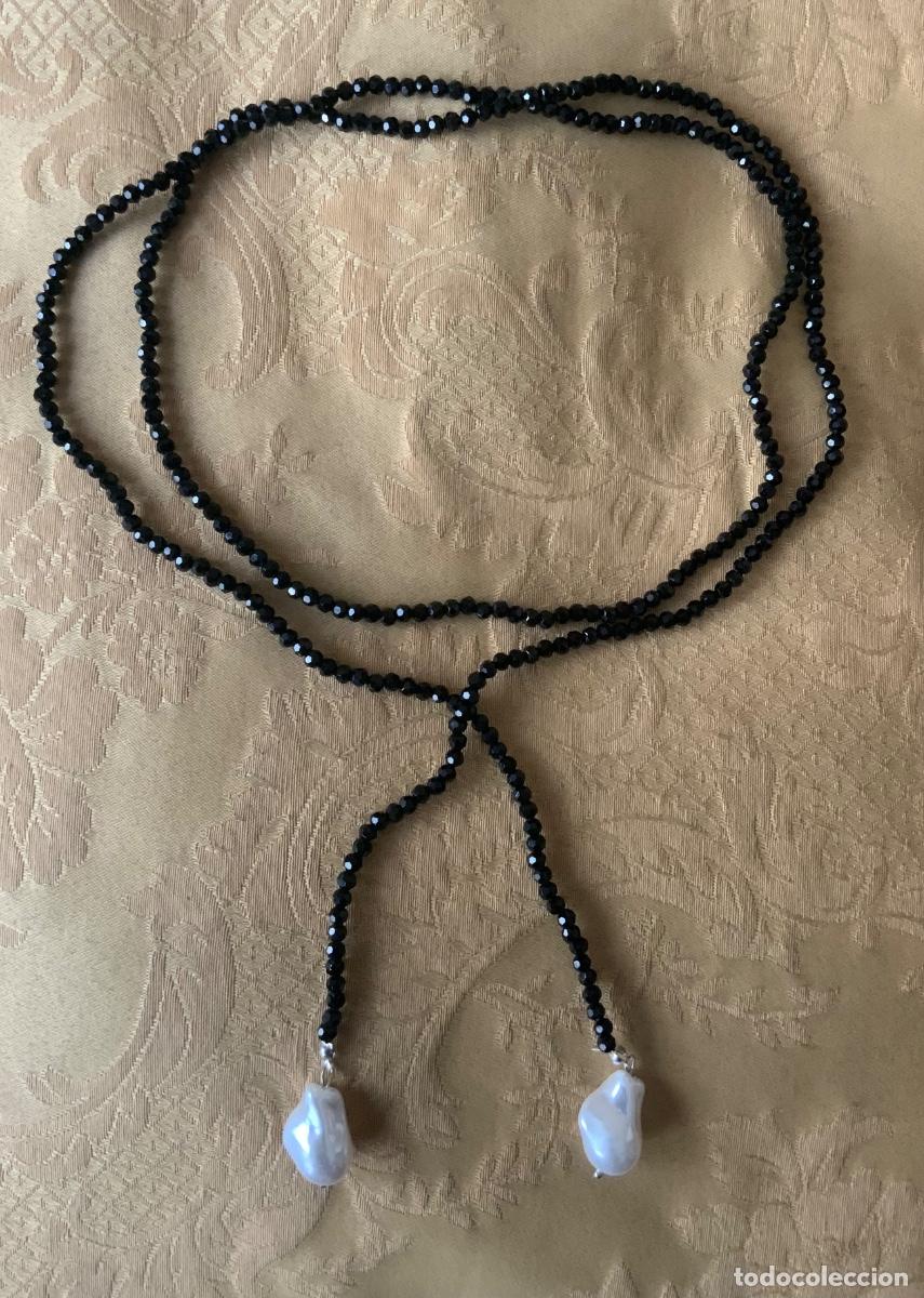 Vintage: COLLAR LARGO CRISTALES NEGROS Y PERLAS - Foto 1