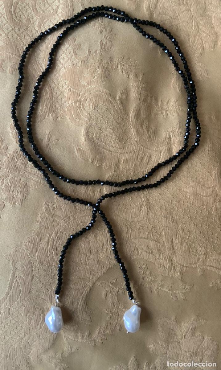 Vintage: COLLAR LARGO CRISTALES NEGROS Y PERLAS - Foto 5