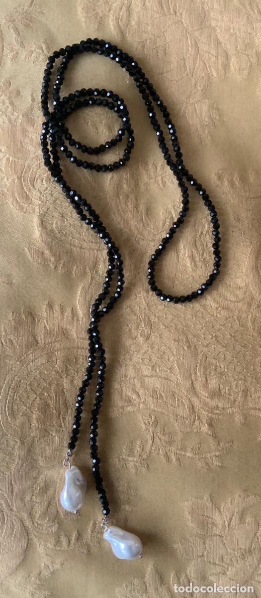Vintage: COLLAR LARGO CRISTALES NEGROS Y PERLAS - Foto 7
