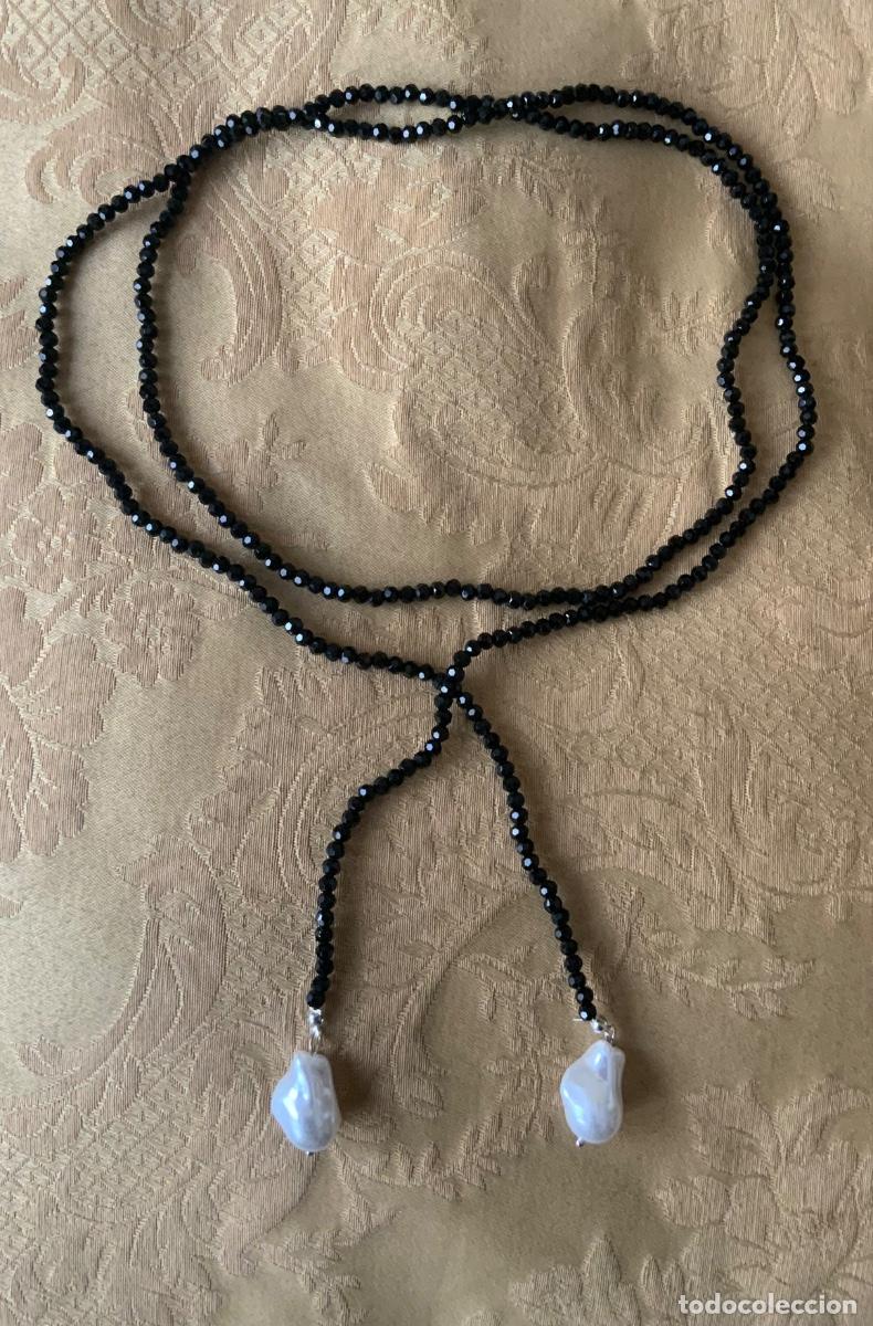 Vintage: COLLAR LARGO CRISTALES NEGROS Y PERLAS - Foto 9
