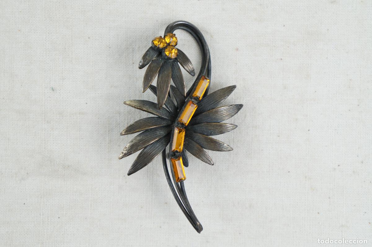 Vintage: Aguja de flor con brillantes - Foto 1