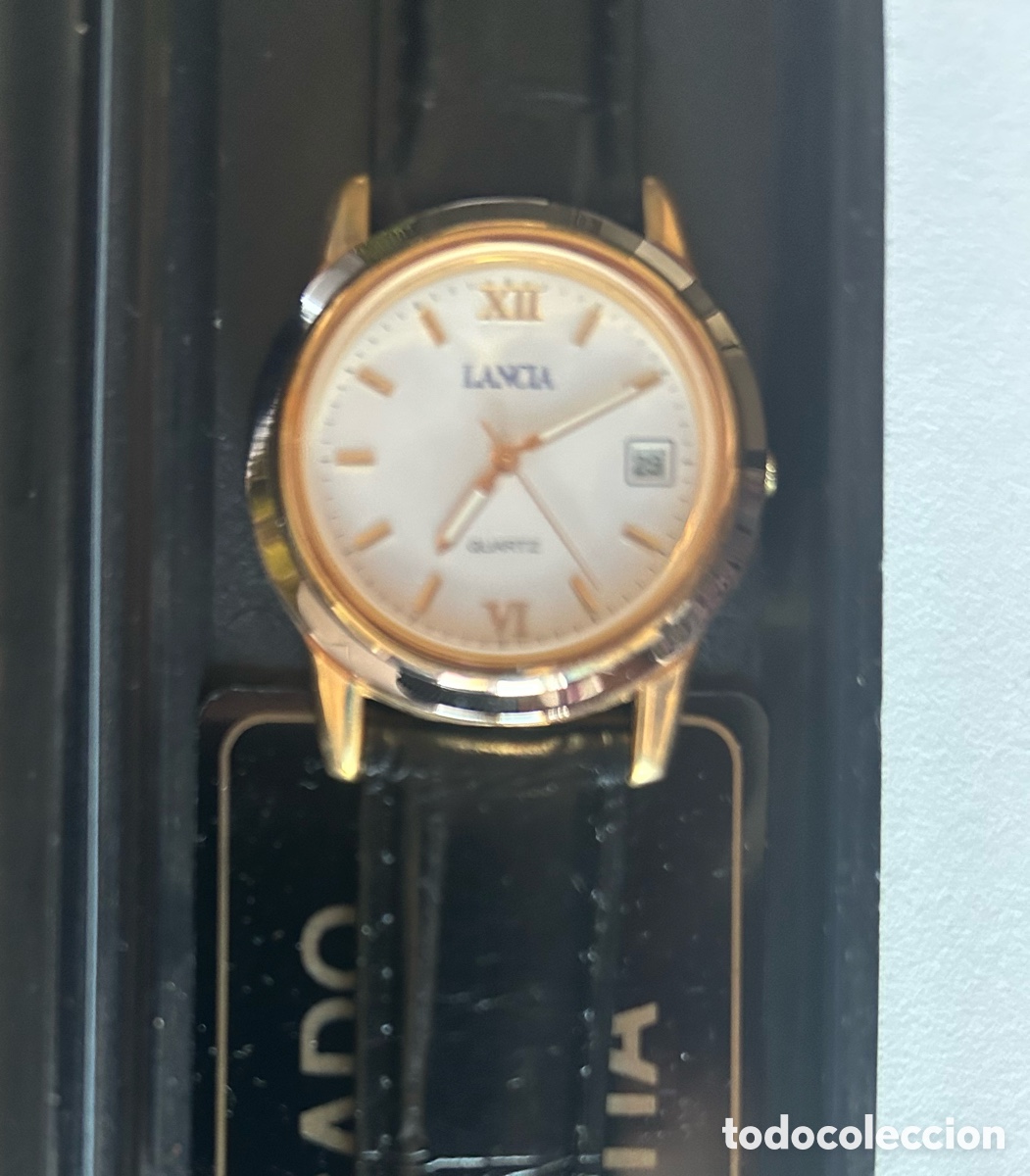 Vintage: Reloj oro y piel. Quartz. Marcador d&iacute;as. Vintage LANCIA