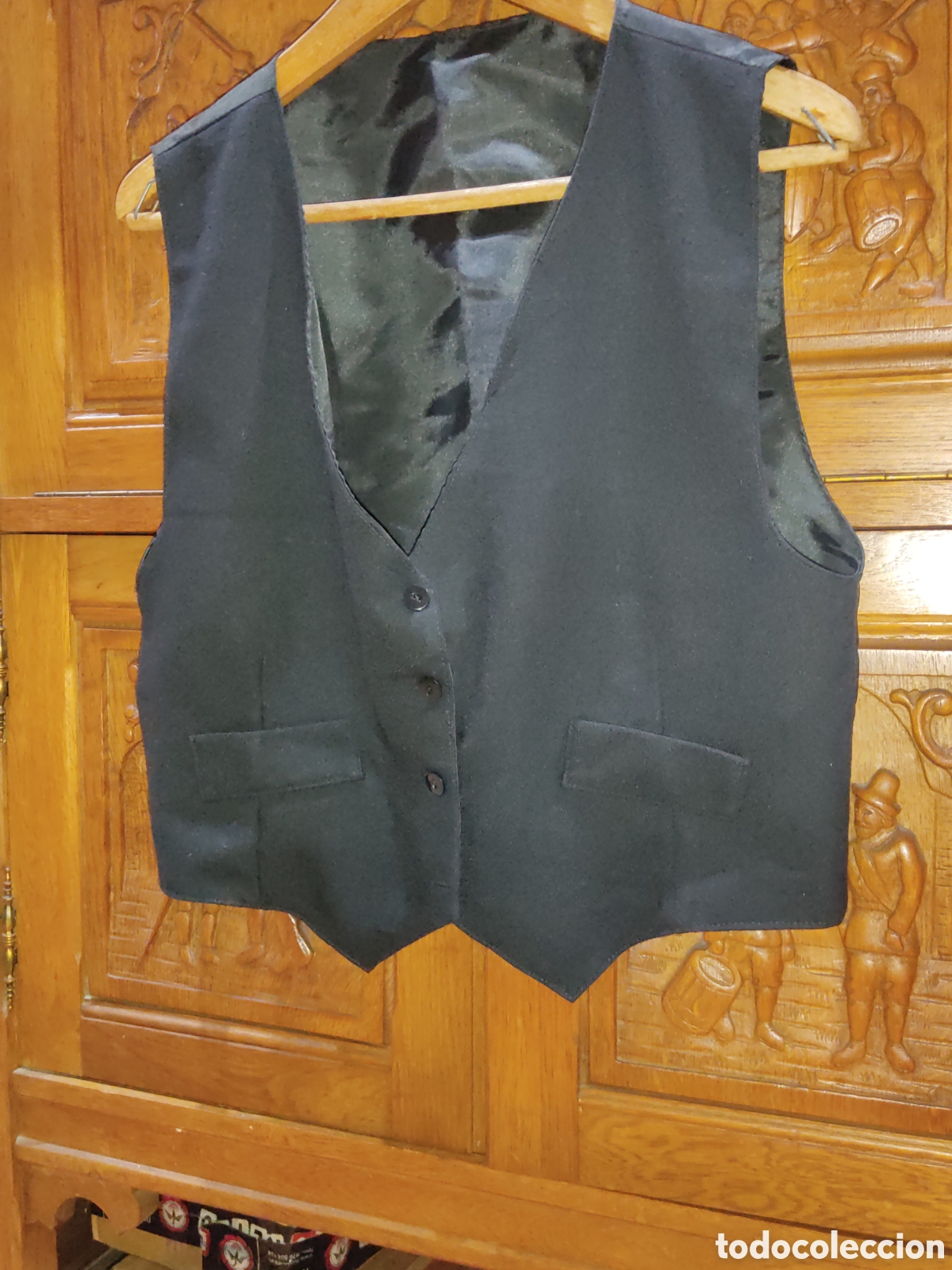 Vintage: Chaleco negro de Tergal,talla 44. - Foto 2