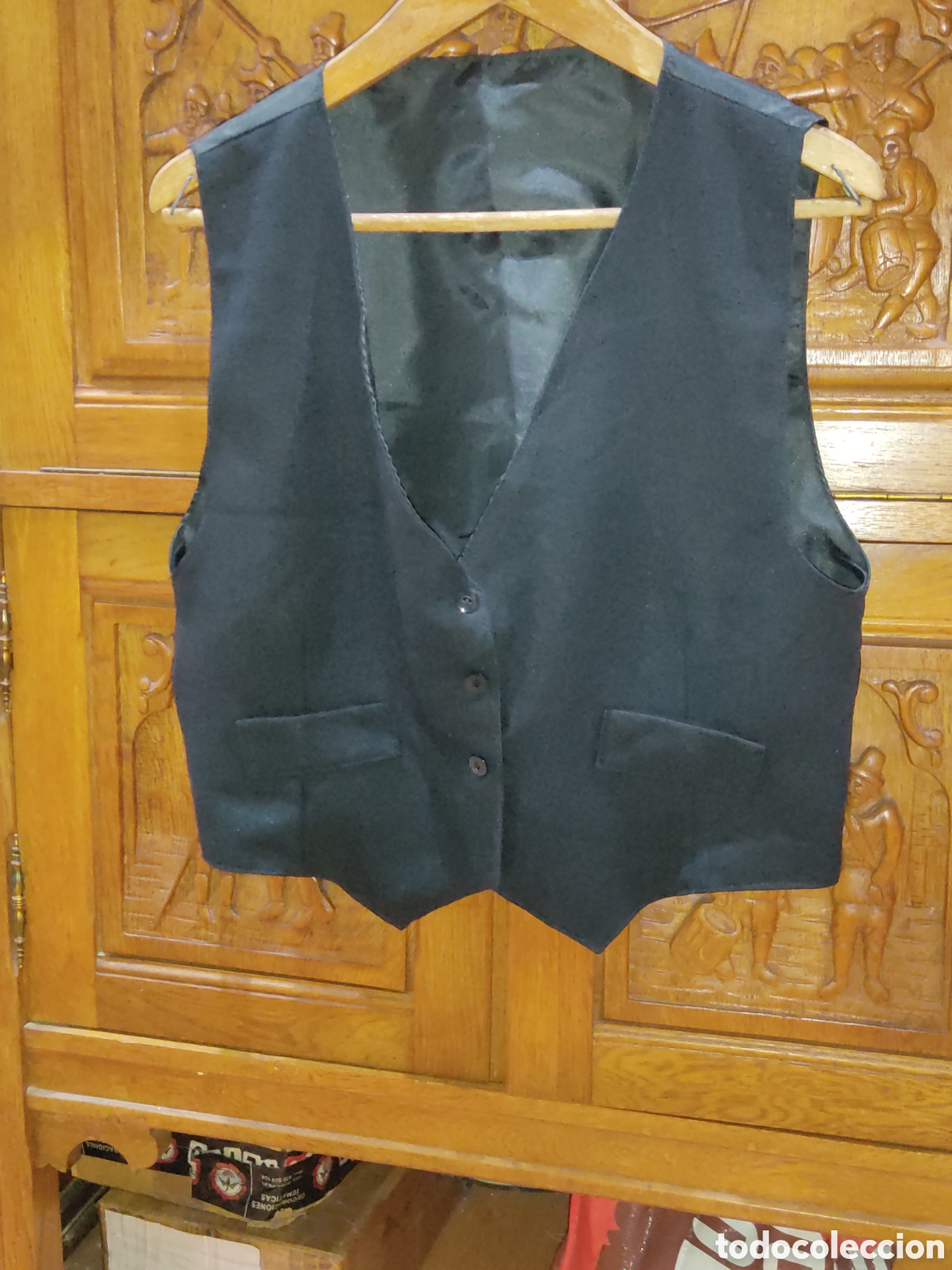 Vintage: Chaleco negro de Tergal,talla 44. - Foto 1