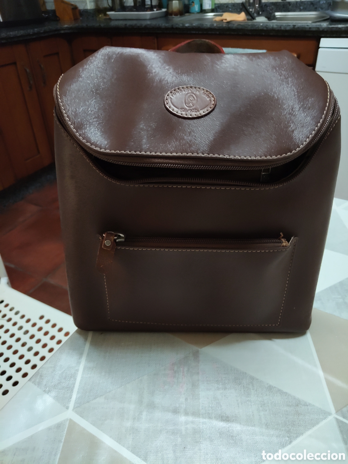 Vintage: Mochila de piel y lona - Foto 2