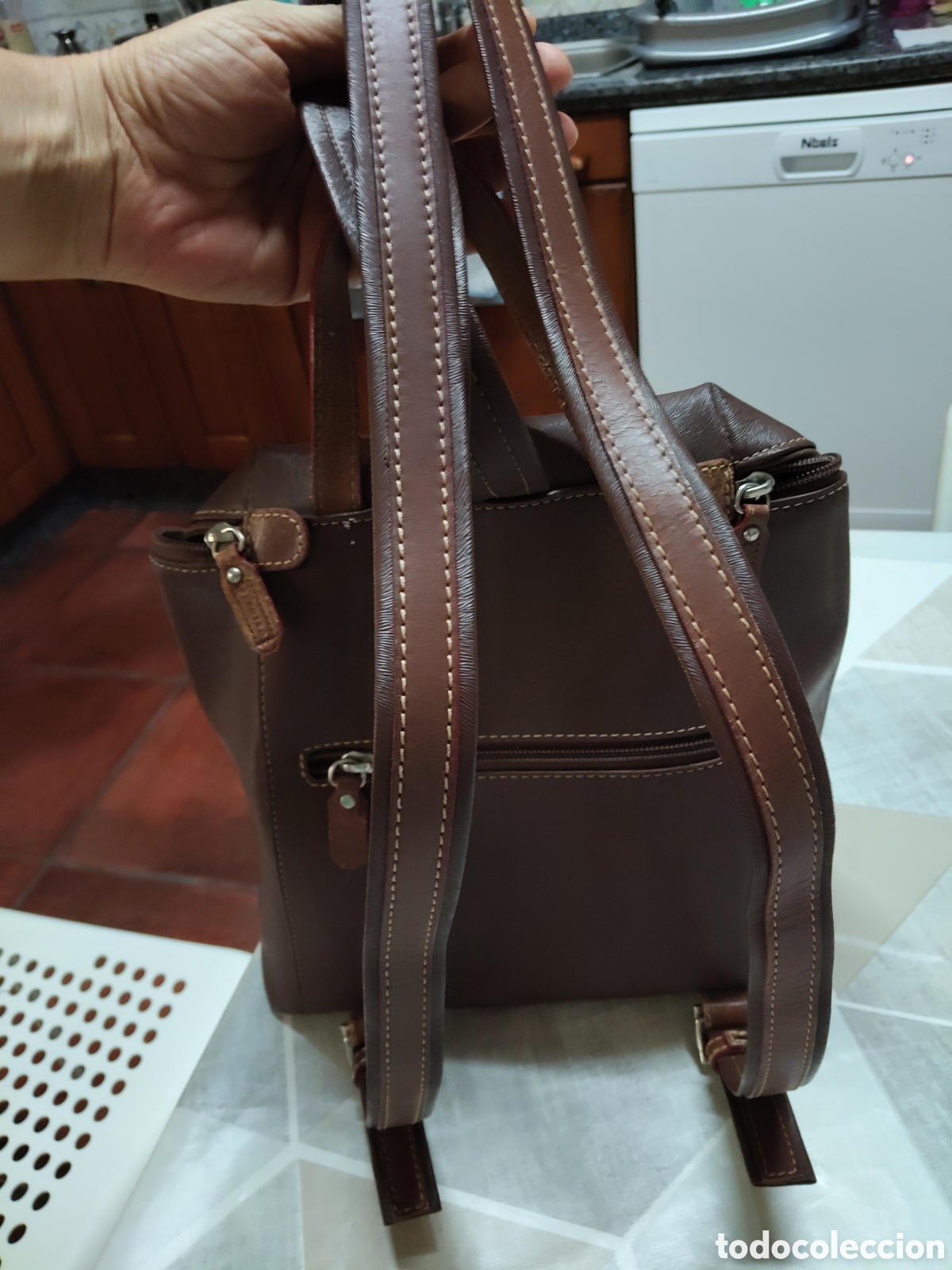 Vintage: Mochila de piel y lona - Foto 5