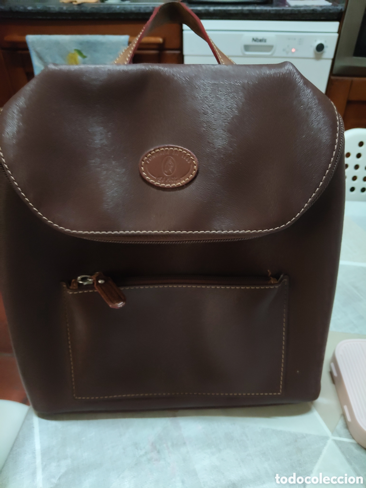 Vintage: Mochila de piel y lona - Foto 1