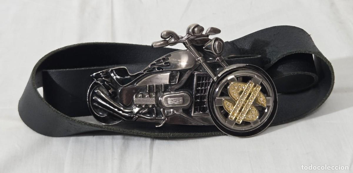 Vintage: Cintur&oacute;n de cuero con Hebilla de moto Chooper - Foto 1