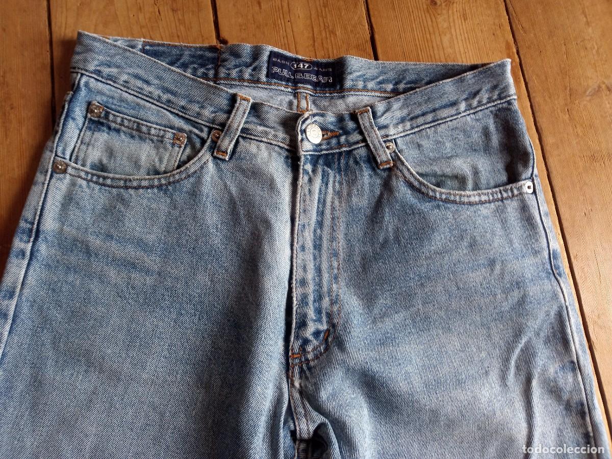 Vintage: Pantalones vaqueros jeans Basic. Pull & Bear. Cl&aacute;sico azul desgastado. Talla 38 - Foto 7