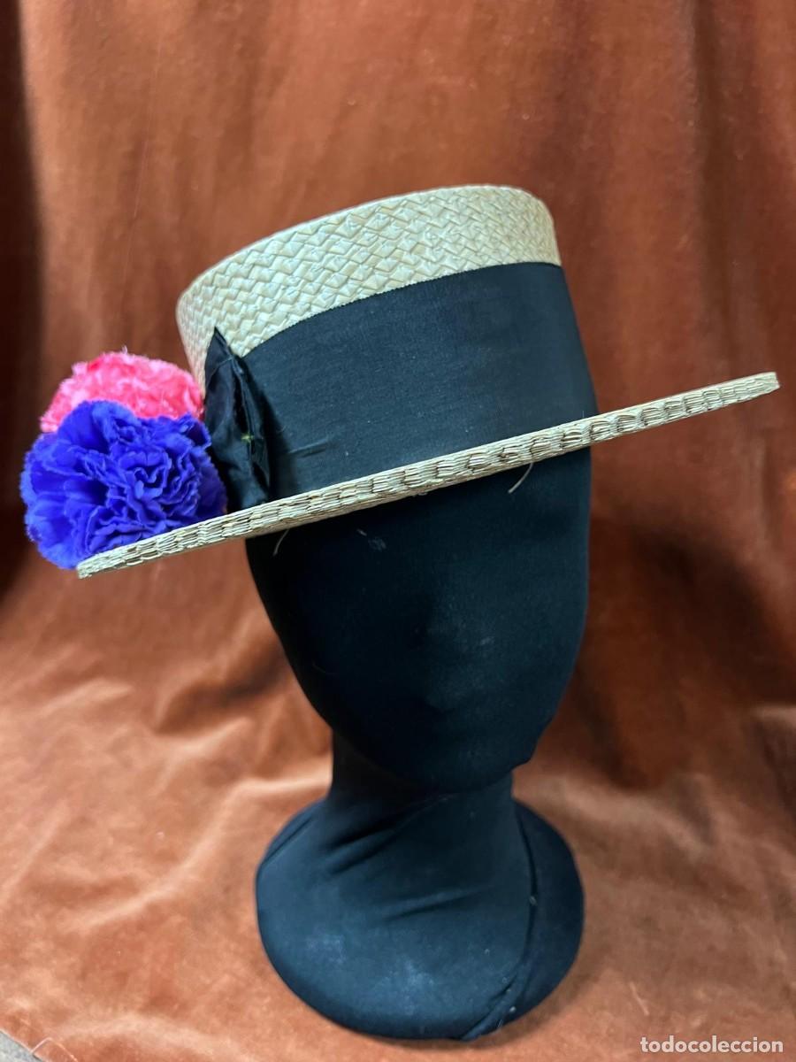 Vintage: Canotier de paja con flores - Foto 1