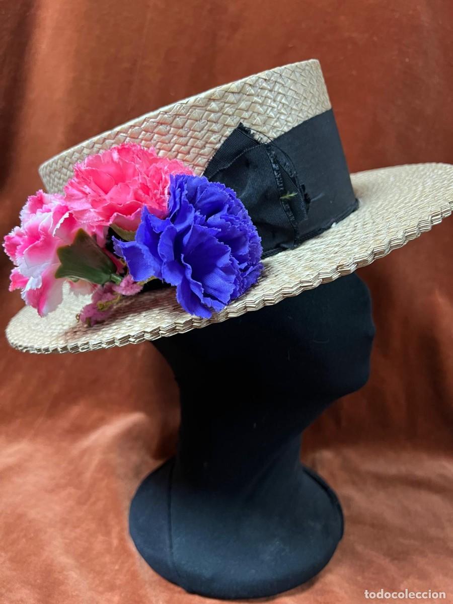 Vintage: Canotier de paja con flores - Foto 2
