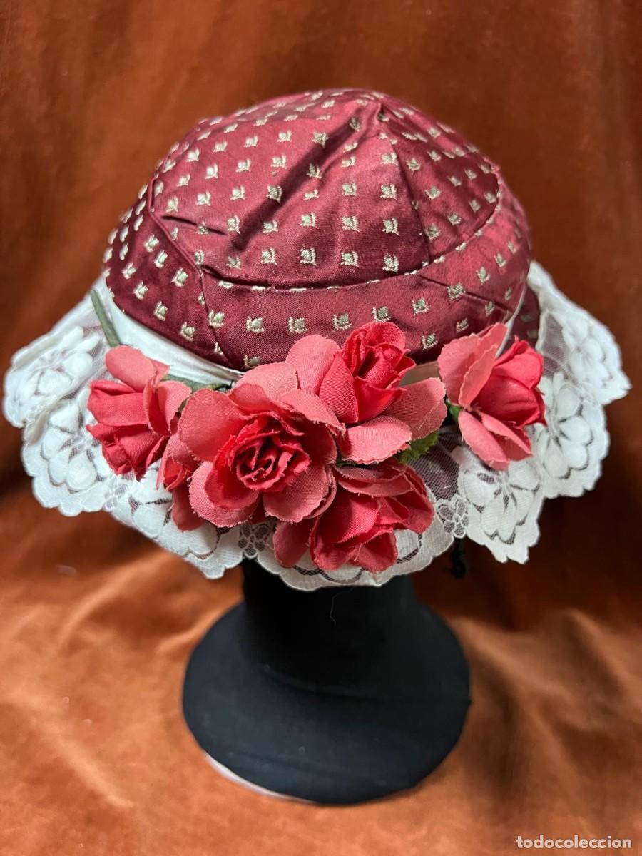 Vintage: Sombrero vintage burdeos con encaje - Foto 1