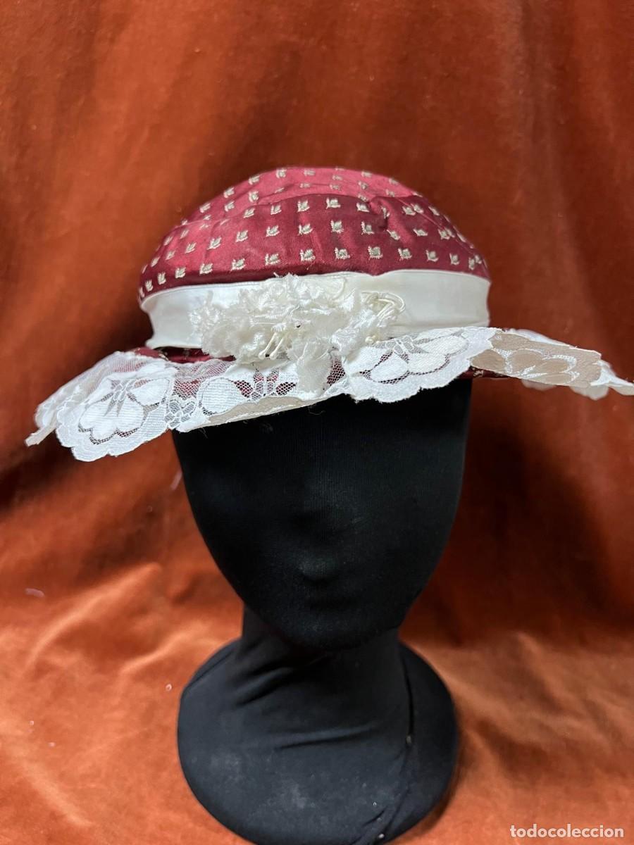 Vintage: Sombrero vintage burdeos con encaje - Foto 2