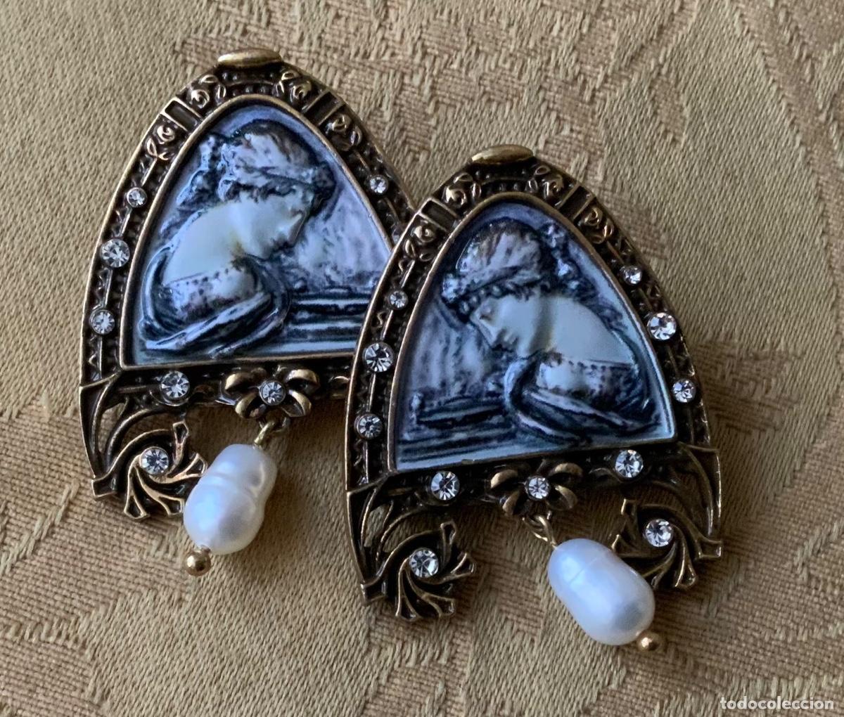Vintage: PENDIENTES CAMAFEO Y METAL DORADO - Foto 6