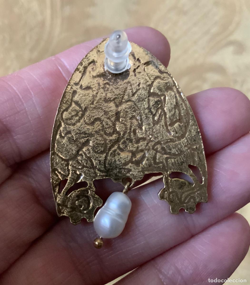 Vintage: PENDIENTES CAMAFEO Y METAL DORADO - Foto 7