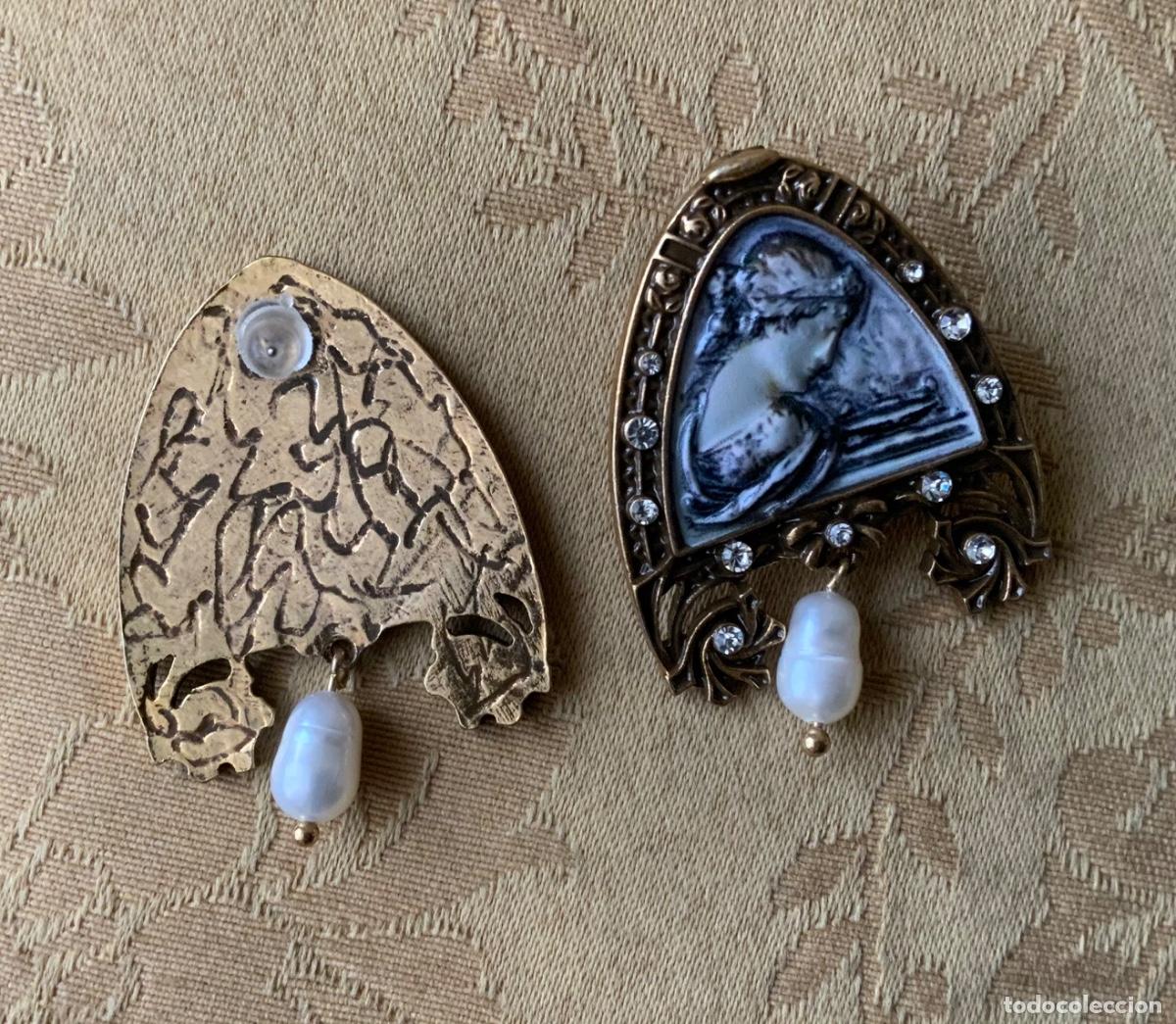 Vintage: PENDIENTES CAMAFEO Y METAL DORADO - Foto 10