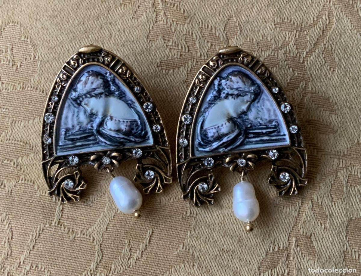 Vintage: PENDIENTES CAMAFEO Y METAL DORADO - Foto 11