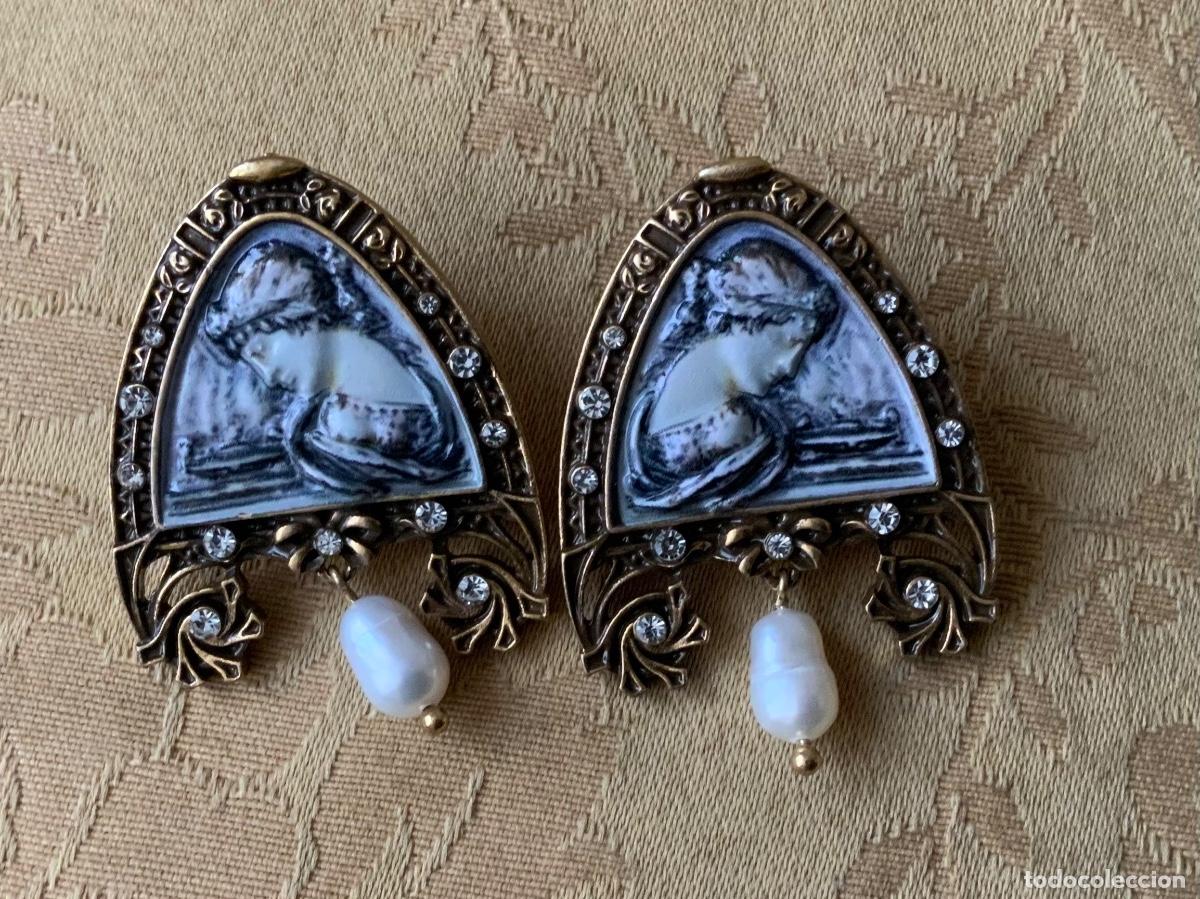 Vintage: PENDIENTES CAMAFEO Y METAL DORADO - Foto 12