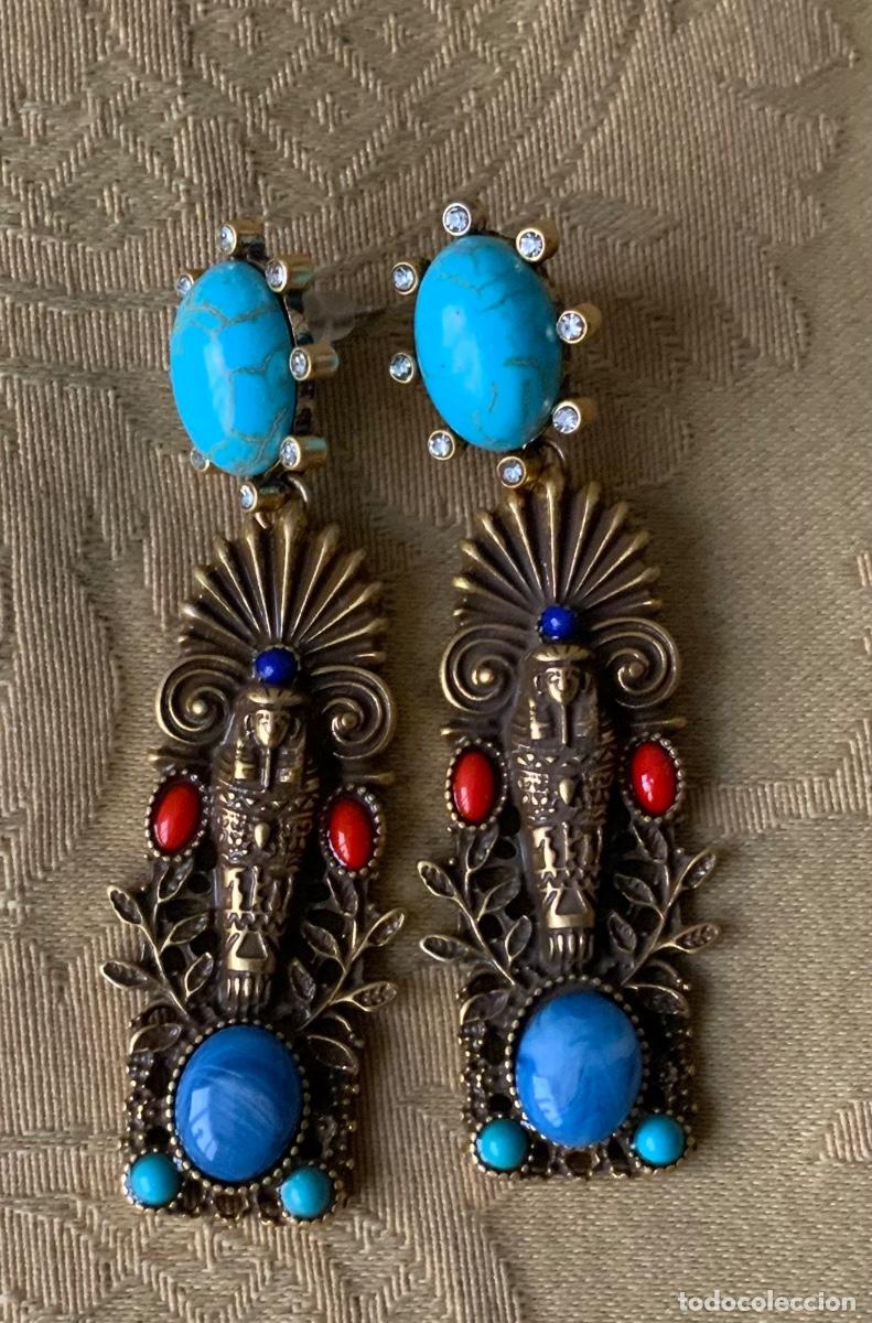Vintage: PENDIENTES EGIPCIOS 6,5 cm LARGO - Foto 1