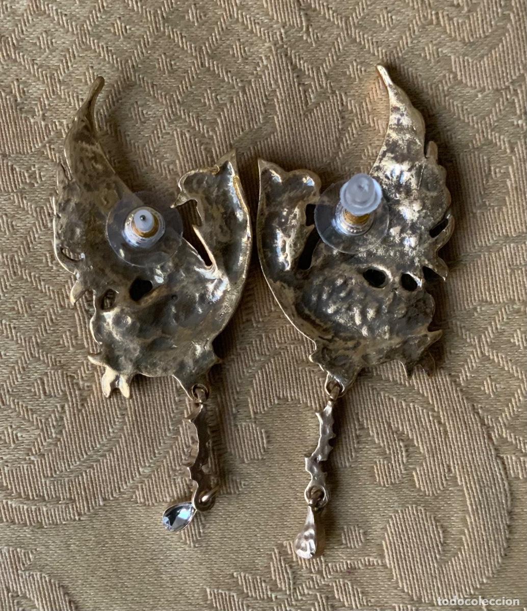 Vintage: PENDIENTES LARGOS AVE DEL PARA&Iacute;SO 7 CM LARGO - Foto 9