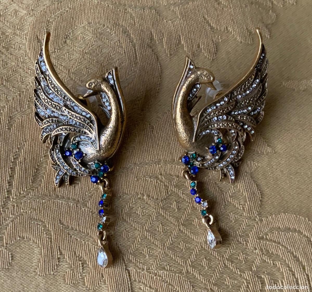 Vintage: PENDIENTES LARGOS AVE DEL PARA&Iacute;SO 7 CM LARGO - Foto 14